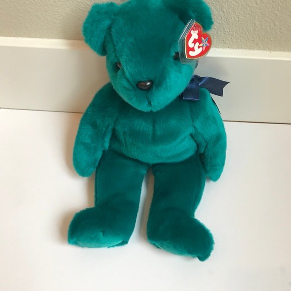 TY Beanie Buddy TEDDY TEAL Color Bear 2000 - Picture 2 of 8